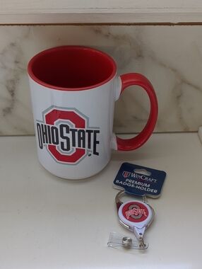 Ohio State Ceramic Mug with Badge Holder